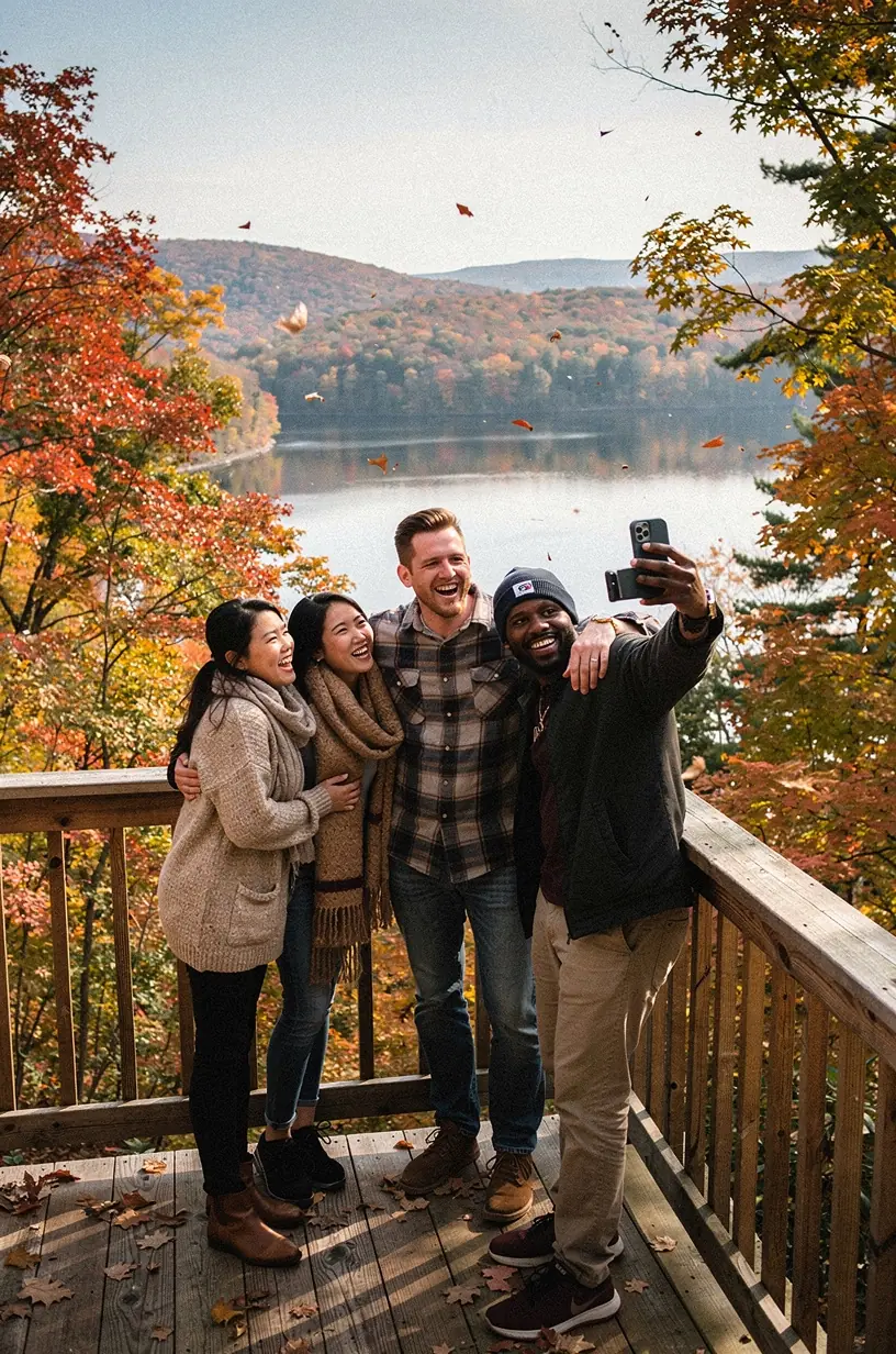 Временная обзорная платформа с панорамным видом на живописный пейзаж национального парка США, оборудованная для платного доступа посетителей.